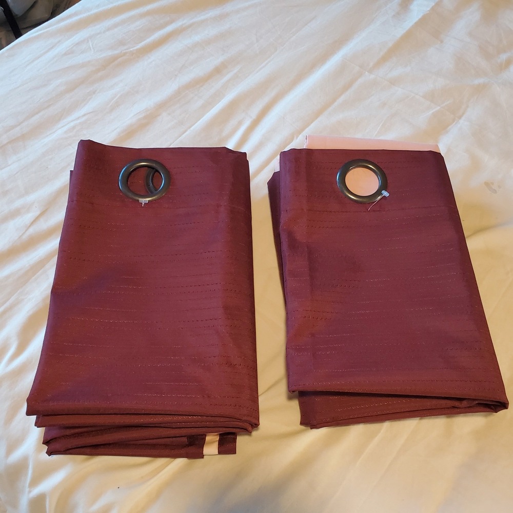 Burgundy Textured Stripe Grommet Curtain Panels Lined Set of 2 40x83